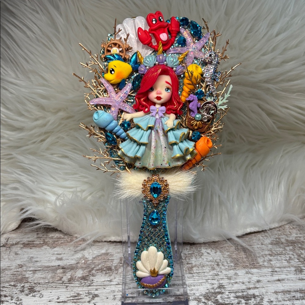 Handcrafted Mermaid-Themed Decorative Piece Vintage Handle Mirror